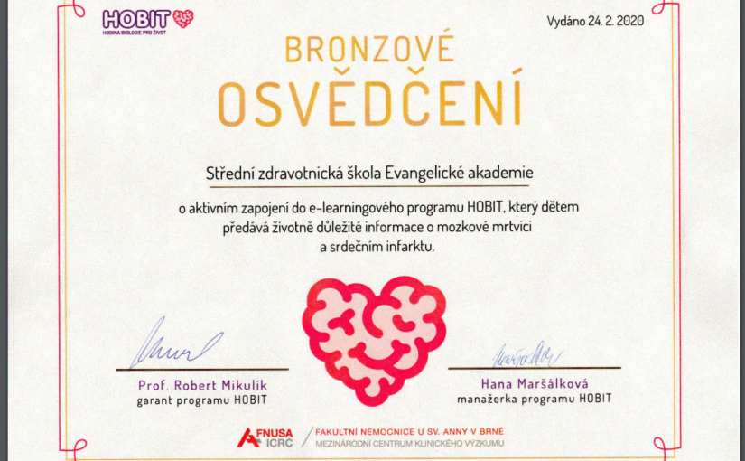 JSME ZAPOJENÍ V PROJEKTU HOBIT! A UŽ MÁME I BRONZOVÉ OCENĚNÍ